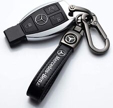 Key Chain For Mercedes Benz AMG Leather Car Keychain Fob Holder Clip Pink Black picture