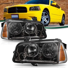 For 2006-2010 Dodge Charger Halogen Driver & Passenger Smoke Amber Headlights  picture