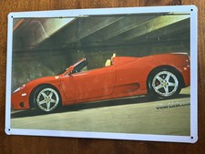 Ferrari 360 Spider Metal Sign Garage Wall Decor Man Cave Luxury Car Poster 12x18 picture