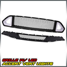Fit For 2018-21 Ford Mustang Front Upper Grille w/LED Light Holes & Lower Grille picture