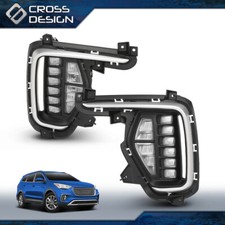 Fits 2017-19 Hyundai Santa Fe 7 Seats 4pcs Front Fog lights W/Bezels Covers Set picture