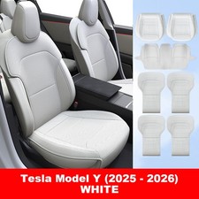 Full Set 5-Seat Cover Nappa Leather Cushion Black For 2025-2026 Tesla Model Y picture