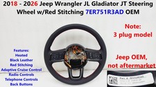2018 -26 Jeep Wrangler JL Gladiator JT Steering Wheel w/Red Stitching 7ER751R3AD picture