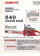1988 Homelite 540 Chainsaw Owner Manaul 36 pages in color picture