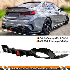 CMS STYLE GLOSS BLACK REAR DIFFUSER W/ LED LIGHT FOR 2019-2022 BMW G20 3 SERIES picture