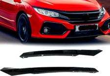 Fits 2016 2017 2018 Honda Civic Glossy Black Front Headlight Eyelid Molding Set picture