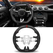 Carbon Fiber Black Nappa Leather Steering Wheel for 2015-2017 Ford Mustang W/RED picture
