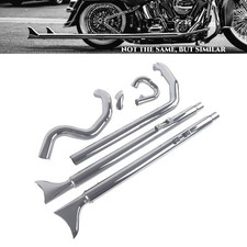 SHARKROAD 2-2 Fishtail Exhaust Systems for Softail 2000-2017 Chrome picture