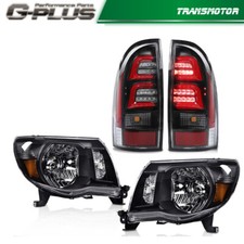 Fit For 05-11 Toyota Tacoma Black Headlights & 3D LED Tube Bar Tail Lights picture