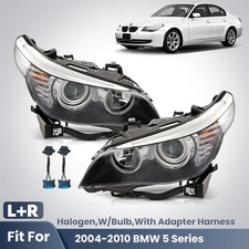 For 2004-2010 04-07 08-10 BMW 5-Series E60 E61 Headlight Halogen W/Bulbs Pair picture