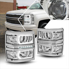 For 14-15 Chevy Silverado LED DRL+U-Tube Bar Projector Headlight Chrome/Clear picture