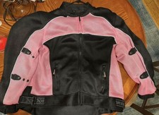 Women's Guardian Black and Pink Mesh Protective Motorcycle Rider Jacket w/CE Arm picture