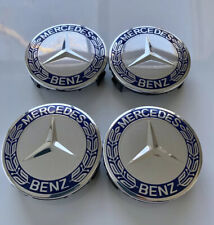 Set of 4 Fit Mercedes Benz Wheel Center Caps BLUE AMG WREATH Emblem Hub 75mm picture