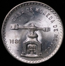 MEXICO 1980 ONZO***KM#M49b***WORLD SILVER 0.9250 FINENESS***1 TROY OUNCE picture