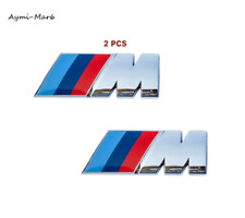 2PCS Silver 45*15mm Car Body Chrome Badge Emblem Sticker for B-M-W Metal sticker picture