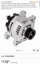 NEW Alternator 37300-2G061 for Hyundai Kia 2015-2022 picture