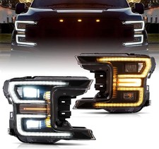 2X VLAND Black LED Headlights Assembly For 2018-2020 Ford F150 F-150 Front Lamps picture