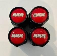 4pc Silver Red BBS Style Valve Stem Caps picture
