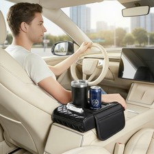 Car Center Console Armrest Box Booster Pad with Storage Pocket, Cup Holder picture