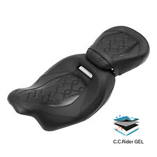 Black Two-Up Driver Passenger Gel Seat Fit For Harley Touring Road Glide 09-Up picture