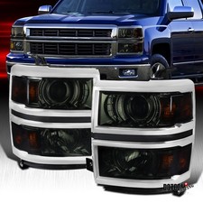 Fit 2014-2015 Silverado 1500 Smoke Projector Headlights Headlamps Left+Right picture