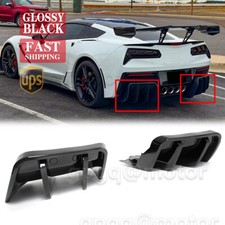 For Corvette C7 Z06 2014-2019 STG 3 Glossy Black Add-On Rear Bumper Diffuser Kit picture