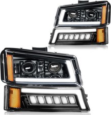 For 03-04 Silverado 2500 6.0L Black LED DRL Headlights Bumper Lamps Set of 4 picture