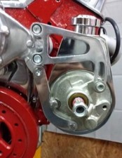 SB Chevy Saginaw Power Steering Pump Bracket Long Water Pump Polished Aluminum picture