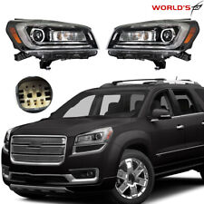 For 2013-2016 GMC Acadia Projector Headlight Right+Left Black Halogen w/ LED DRL picture