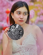 Sexy Day of Dead Engraved Air Filter 5.5” Cleaner cover cap Motorcycle  Harley picture