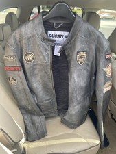 Ducati Dainese Historical Leather Jacket Vintage Patched Moto Grey Men's XL picture