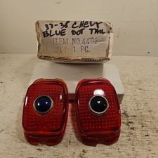 NOS Glass  1937-38 Chevy CAR Chevy Pick Up Truck LED w/ Blue Dot Tail Light SET picture