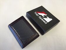 Men Glossy Black Carbon Fiber with Black Soft Calf Leather Tri-Fold Wallet  picture