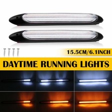 2x LED Switchback DRL Tube Light Strip Amber White Sequential Flow Turn Signal picture
