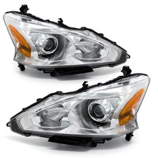 Pair Headlights For 2013-2015 Nissan Altima Sedan 4-Door Chrome Headlamps LH+RH picture