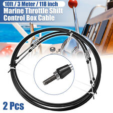 2pcs 10ft 118Inch Marine Type Shift Remote Control Box Cable for Yamaha Black picture