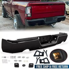SPLIT For 09-18 Dodge Ram 1500 w/Dual Exhaust w/o Sensor Holes Rear Bumper Black picture