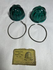 Vintage Lot of 2 Green Beehive Lens w/ Rings Dorlay Lamp Co Chicago Light Marker picture