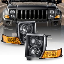 For 2006-2010 Jeep Commander Headlight Assembly Set Left + Right Halogen Type picture