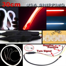 2x 30cm Switchback Red White Car LED DRL Daytime Running Lights Strip Tube screw picture