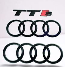 Audi TTS Emblems Rings Hood Bonnet Boot Trunk Rear Badges Gloss Black  2011-2015 picture