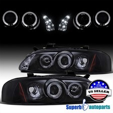 Fits 2000-2003 Sentra Glossy Black Smoke Halo Projector Headlights 00-03 picture