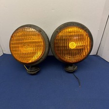 Lot Of 2 Vintage Cats Eye Auxiliary Lamp & Lens No. 160 Amber Fog Light 5 3/4