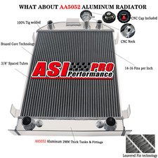 Fit 1932 Ford 32 Stock Height Flat Head V8 Engine 3-Rows Aluminum Radiator picture