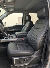 2017-22 Ford F-250 Black/White Genuine Leather Seat Cover Custom Fit picture