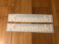 Kawasaki 9” Logo (set 2x) White Decal Sticker Vinyl Dirtbike Motorcycle Bike ATV picture