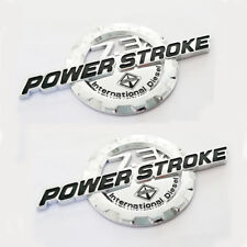 2x OEM 7.3L Powerstroke Emblem POWER STROKE International Badge fits F250 Chrome picture