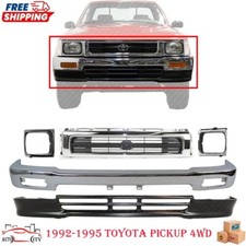 New Chrome Bumper Valance Grille Headlight Bezel for 1992-1995 Toyota Pickup 4wd picture