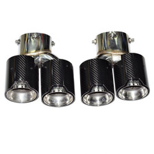 2pcs Carbon/Silver Exhaust Tips for 2019-2026 BMW G20 M340i M440i M240i L+R picture