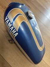 1970’s 1975 Yamaha RD200 250 Gas Fuel Tank, Blue Gold Stripes, Vintage, OEM picture